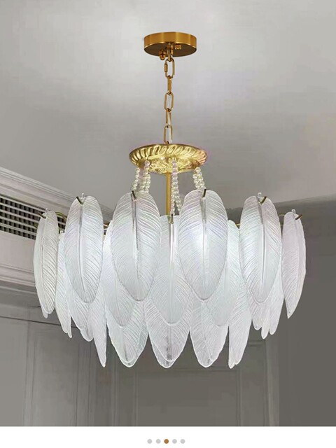 French-Style Cream Chandelier with Pearls ins Internet Celebrity Creative Crystal Light Luxury Feather Post-Modern Living Room Bedroom Lighting Fixtures