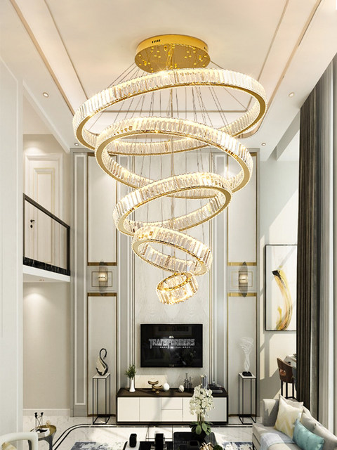 Full-Spectrum Crystal Chandelier for Living Room, Simple Modern Circular Ring, Dining Room, Master Bedroom, Light Luxury and Elegant Package, Zhongshan Lighting Fixtures