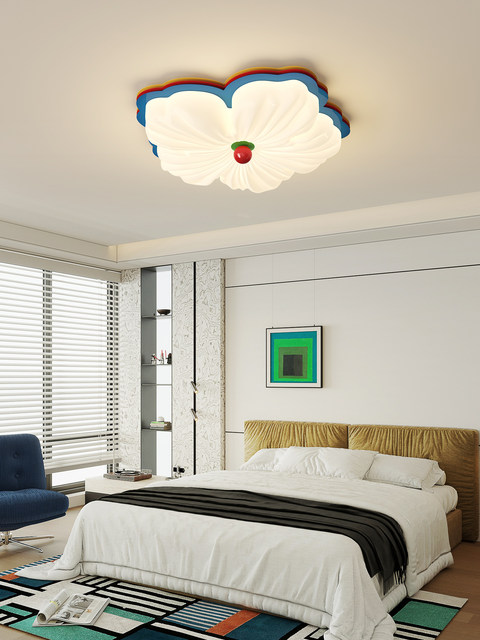 Memphis Bedroom Ceiling Light Full Spectrum Colorful Eye-Protection Retro Creative Flower Design Master Bedroom Children's Room Lighting Fixtures