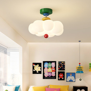 Cream Cloud Ceiling Light Memphis Colorful Children's Room Bedroom Lamp Full Spectrum Eye Protection Cozy Master Bedroom Lighting