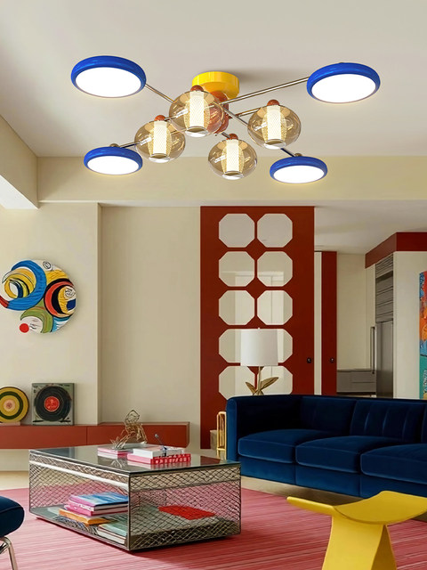 Full-Spectrum Living Room Chandelier Memphis 2025 New Model Light Luxury High-End Dining Room Lamp Atmospheric Children's Room Bedroom Lamp