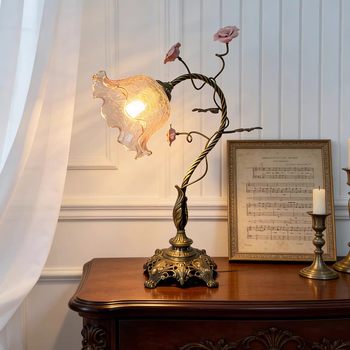 French-Style All-Copper Table Lamp, Retro and Nostalgic, Ceramic Atmosphere Lamp for Living Room, Study, Bedroom, Bedside Lamp, Warm Decorative Lighting