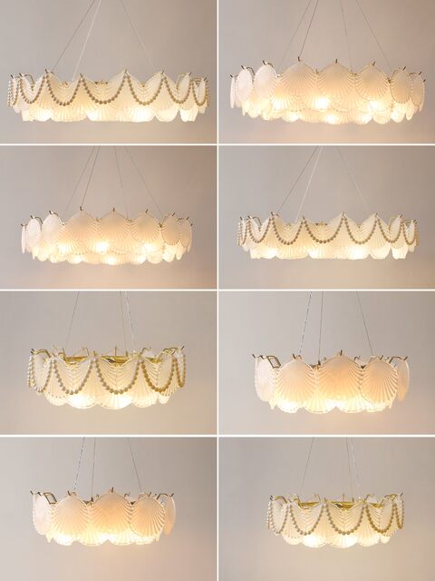 French-Style Light Luxury Living Room Chandelier, Master Bedroom Dining Room Trendy Modern Minimalist Crystal Shell Lighting Fixture, 2025 New Model