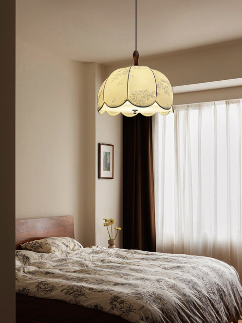 French Mid-Century Style Fabric Chandelier, Restaurant Lamp, New Chinese Style, South Asian Style, Retro Study Lamp, Guesthouse Bedroom Room Lamp