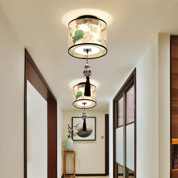 New Chinese-Style Lotus Ceiling Light for Hallway, Entrance, Balcony, Simple Retro Bedroom, Living Room, Guangdong Zhongshan Lighting Fixtures