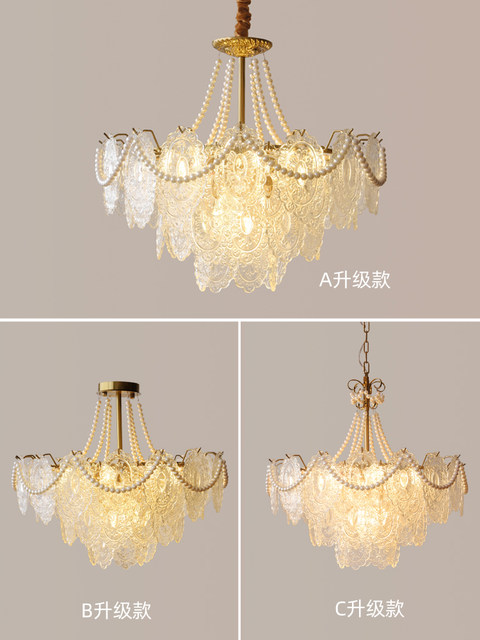 French Light Luxury Living Room Chandelier, Cream Style Master Bedroom Lamp, Retro Crystal Lamp, Warm and Romantic Dining Room and Study Room Lighting Fixtures