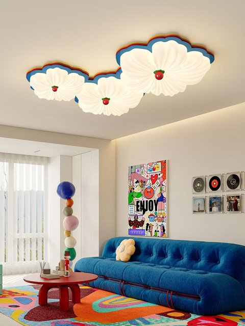 Memphis Bedroom Ceiling Light Full Spectrum Colorful Eye-Protection Retro Creative Flower Design Master Bedroom Children's Room Lighting Fixtures