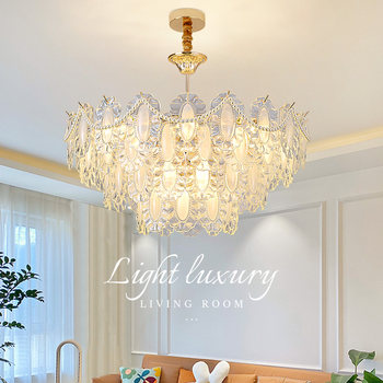French Cream-Style Living Room Chandelier, Post-Modern Light Luxury Pearl Crystal 2025 New Model Bedroom and Dining Room Lighting Fixtures