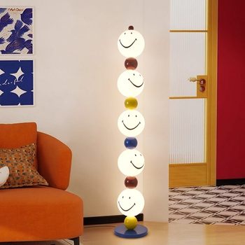 Creative Smiley Face Dopamine Floor Lamp Colorful Cute Decoration Living Room Bedroom Modern Artistic Atmosphere Standing Lamp