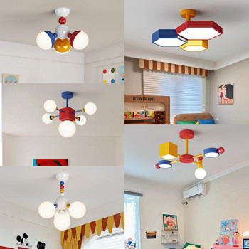 Children's Room Chandelier Modern Simple Creative Stylish Memphis Eye Protection Bedroom Lamp Full Spectrum Colorful Room Lighting Fixtures