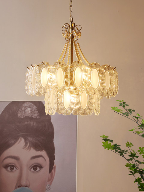 French-Style Living Room Chandelier, Cream Style, Simple Nordic Post-Modern Crystal Master Bedroom Lamp, Light Luxury Dining Room Crystal Lighting Fixtures