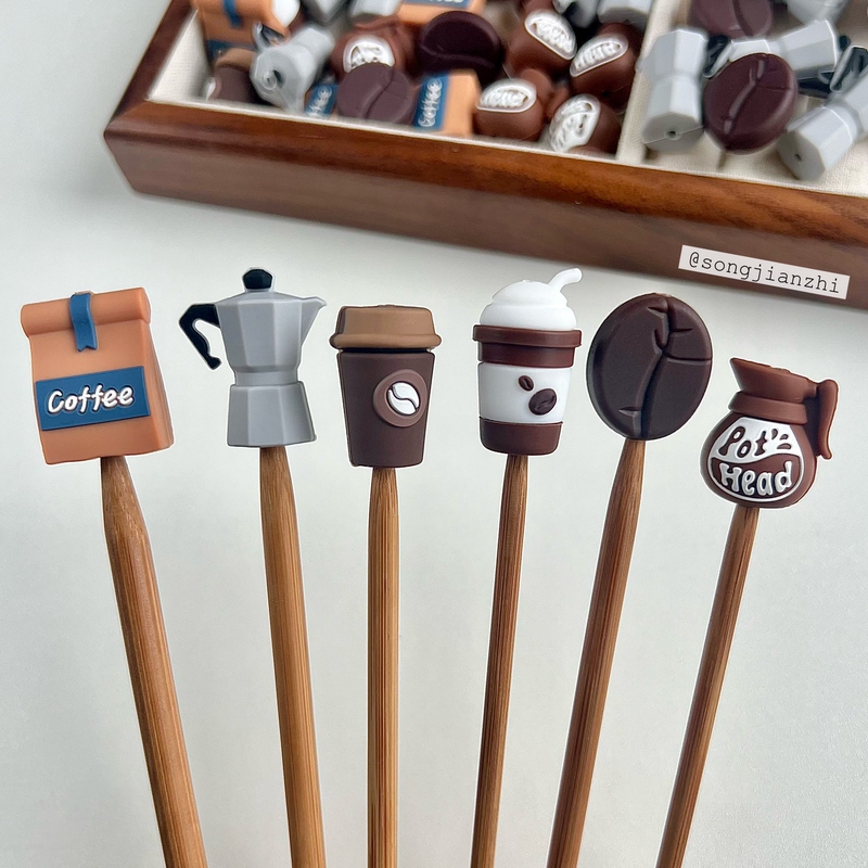 Fun Knitting Needle Stopper Coffee Cup Coffee Bean 3D Anti-Slip Yarn Sweater Needle Silicone Stopper Knitting Needle Tool Accessories Fun Knitting Needle Stopper Coffee Cup Coffee Bean 3D Anti-Slip Yarn Sweater Needle Silicone Stopper Knitting Needle Tool Accessories