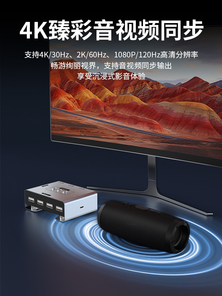 Kvm Switch HDMI Three-In-One-Out, One Set of Keyboard and Mouse to Control Three/Multiple Computers, Dual Hosts Share One Monitor, Multiple USB Sharing, Synchronized Distribution, Screen Switcher