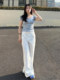 300斤胖mm美式高街白色牛仔裤女夏季新款大码裤子显瘦女装阔腿裤