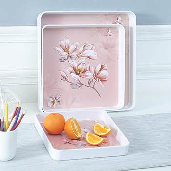 Square Tray for Household Use, Melamine Plastic Square Tray for Holding Teacups, Fruit Tray, Coffee Table Storage Tray