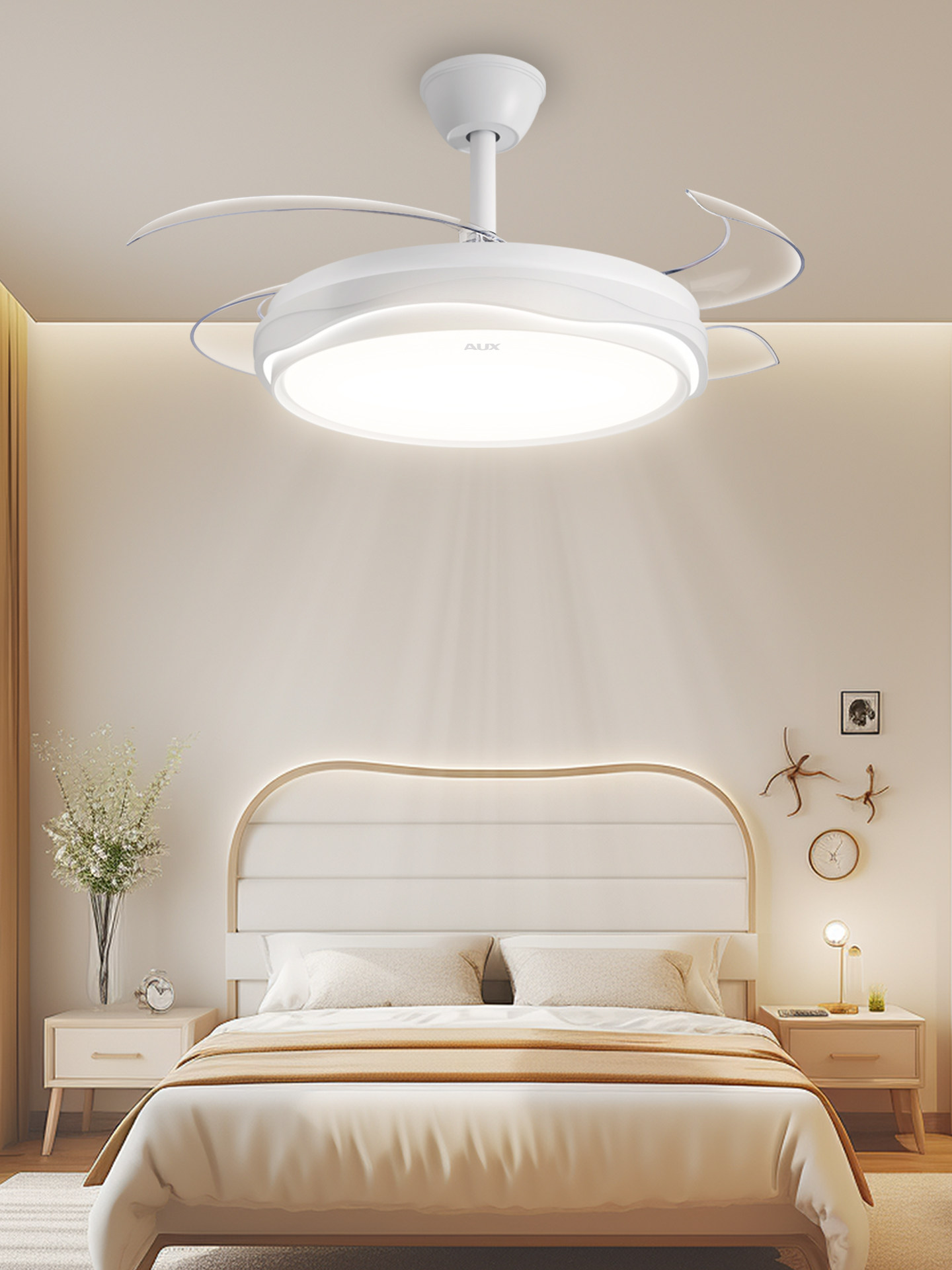 Oaks Invisible Silent Fan Light 2025 New Model for Dining Room, Living Room, Study, Bedroom, Home Integrated Ceiling Fan Light
