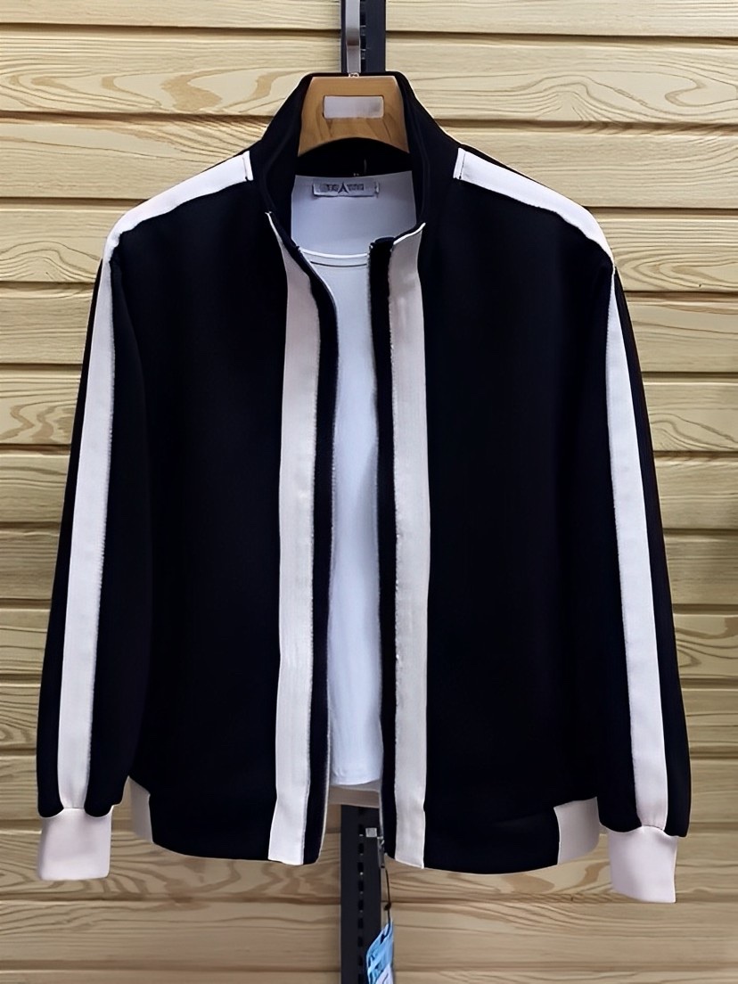 Rahat spor takım elbise erkek sonbahar yeni moda kişiselleştirilmiş uzun kollu dik yaka hırka kazak ceket iki parça_voghion.com