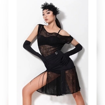 David Dance Wear Latin Dance Wear New Practice Wear One-shoulder Sloping Shoulder Irregular Top Tassel Skirt Women