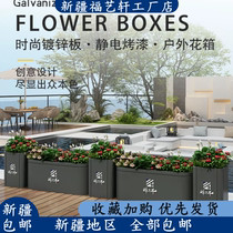 Outdoor flower box sales department store fence combination flower trough planting box flower bed flower pot metal partition flower pond customization