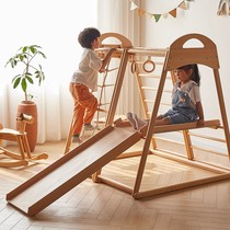 Wooden fun childrens climbing frame indoor home slide solid wood small baby swing combination family paradise