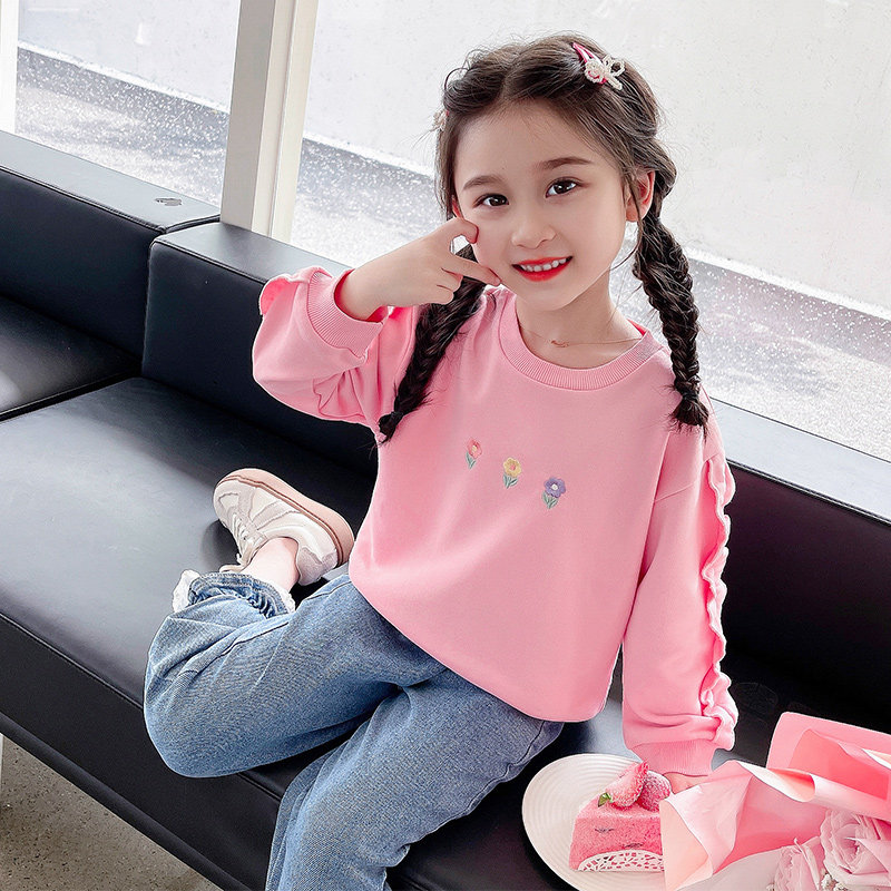 Girl's autumn clothing sweatshirt 2023 new girl Korean version autumn casual pure cotton children baby long sleeve undershirt-Taobao