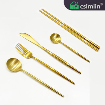 Kitchen forest 304 steel knife and fork spoon five-piece set of exquisite
