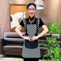 Corduroy lace checkerboard apron for home kitchen cooking 2023 new style princess apron Korean style fashionable women