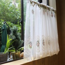 Balcony semi-cut curtain bedroom yarn curtain short semi-curtain toilet kitchen cotton magic paste half-covered curtain