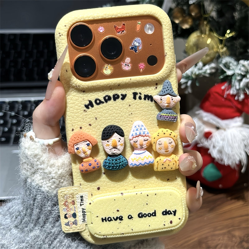 Cute Character Phone Case With Mirror Stand For Iphone And Huawei_voghion.com