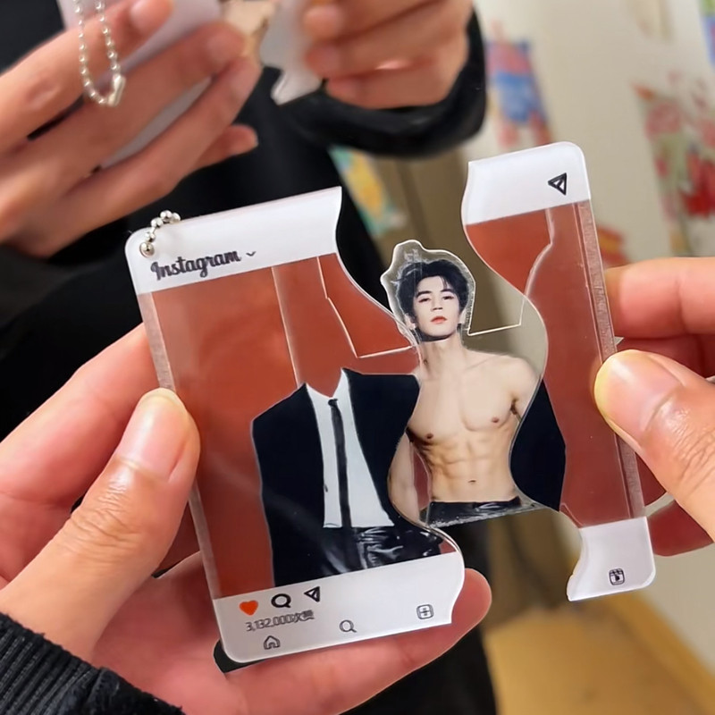 Zhang Linghe Pull-Out Pendant Semi-Nude Abdominal Muscle Walnut Acrylic Keychain Student Bag Pendant Zhang Linghe Merchandise
