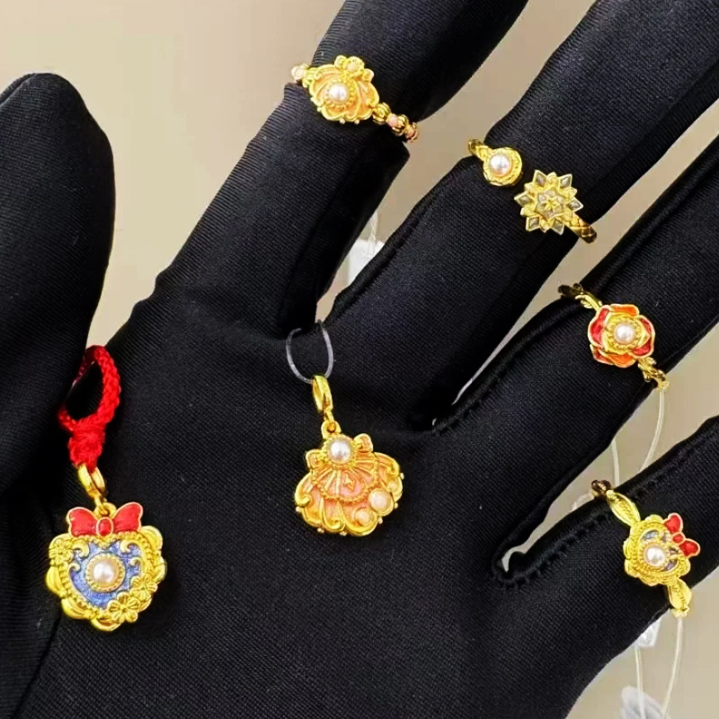 Chow Tai Fook Disney Snow White Belle Princess Ariel Princess Pearl Pendant Ring 32% off Pricing