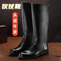 New high-top genuine leather cowhide parade boots honor guard guard boots concierge high-top equestrian boots