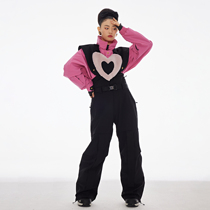 BCG veneer love powder polar fleece ski overalls detachable loose waterproof windproof wear-resistant glue