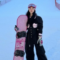 BCG black pink bra one-piece ski suit slim long legs 3L professional single and double boards waterproof breathable wear-resistant and warm