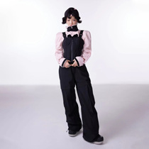 BCG Retro Bra Waist Cargo Overalls Black Womens Snowboard Waterproof Warm Fully Glued Design