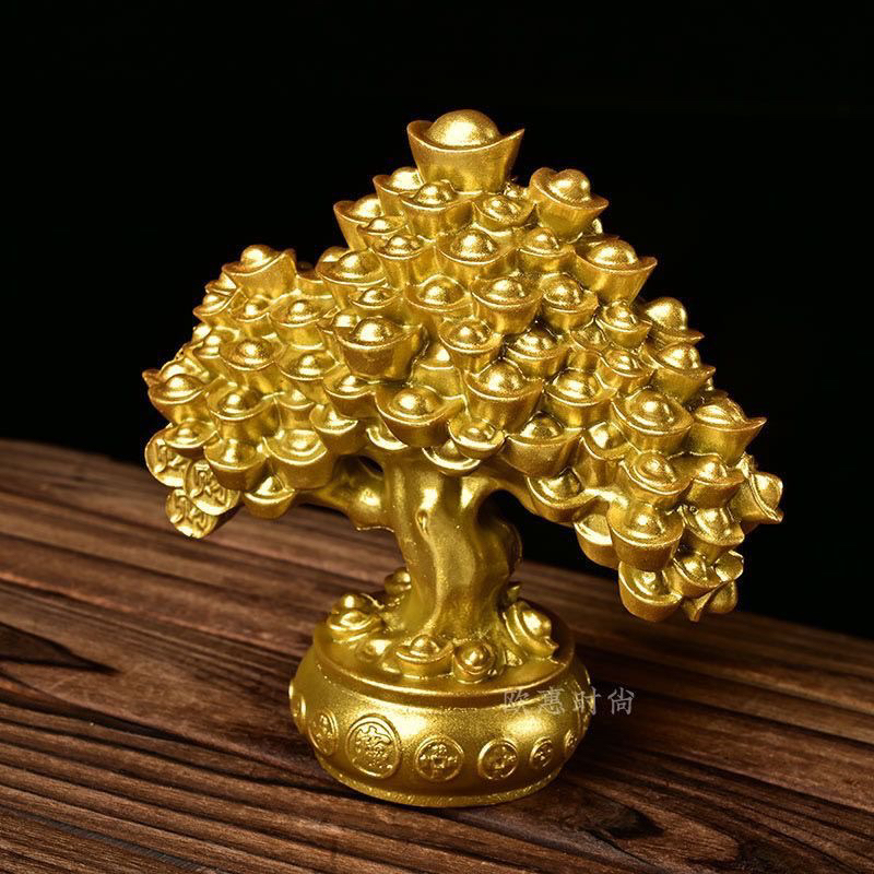 Money Ingot Fortune Tree Wealth-Attracting Ornament for Living Room, Shop, Home, Office Decoration, Opening Ceremony Money Tree