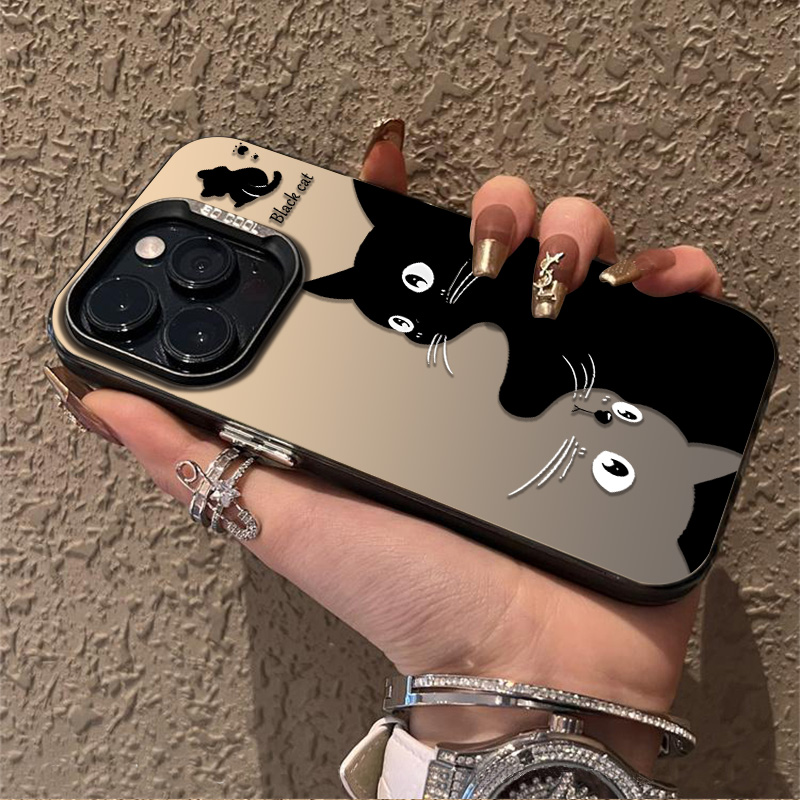 Black and white kitty applies Apple 15 mobile phone shell cartoon 14pius new 13pro advanced 12 anti-fall soft shell 11promax full package silica gel advanced sensation small crowdsourced cute male and female protection