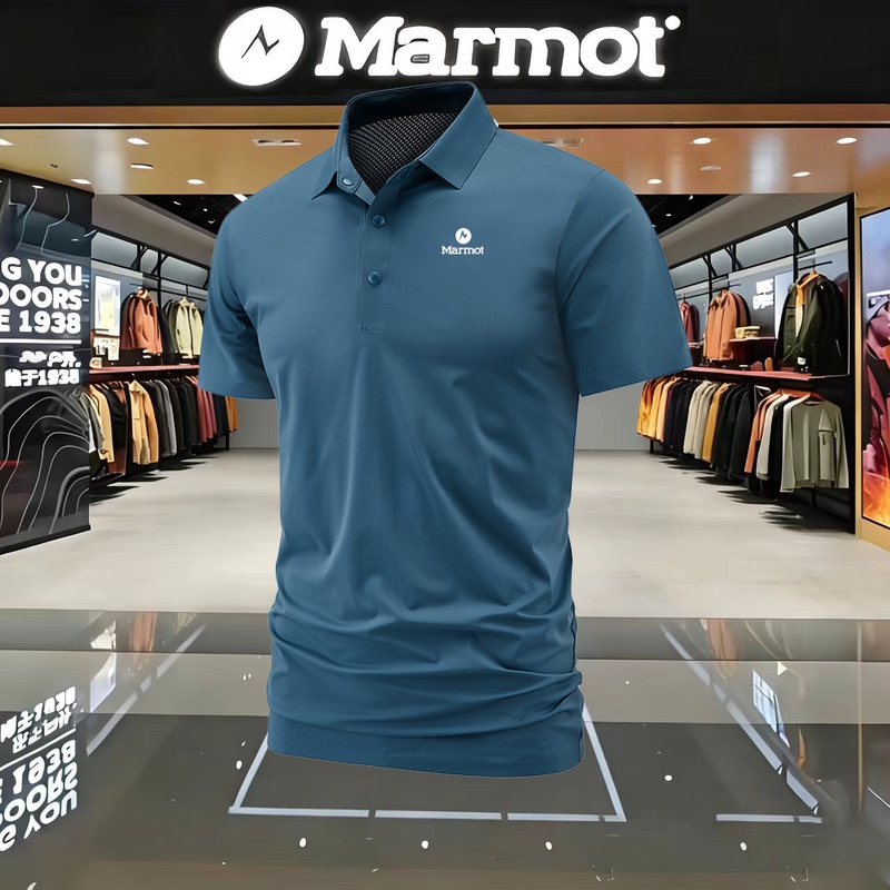 Marmot Polo Shirt Men's Summer Ice Silk Quick-Drying Sports Lapel Sweat-Absorbent Casual Breathable Short-Sleeved T-Shirt