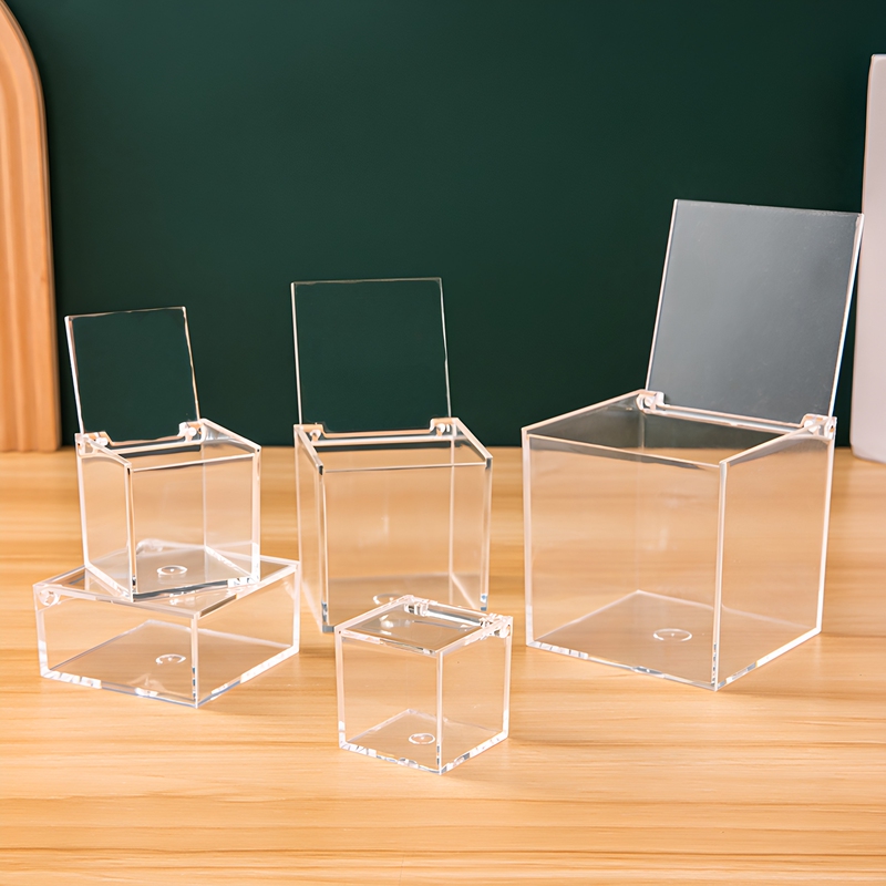 Exquisite Transparent Plastic Box, Square Flip-Top Box for Storing Figurines, Jewelry, Cosmetics, Acrylic Reptile and Betta Fish Box