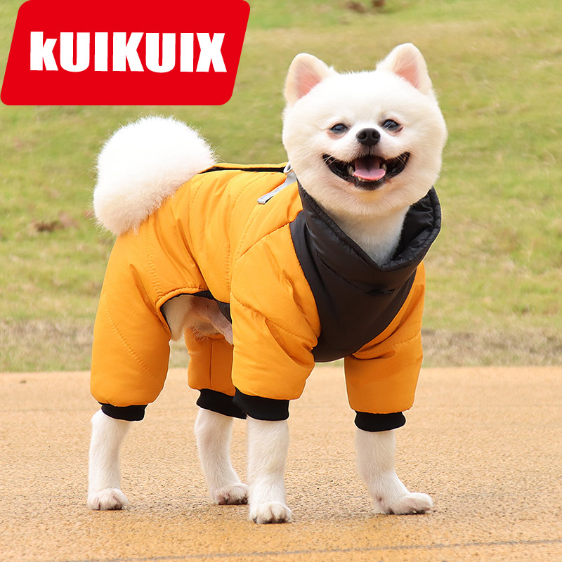 Dogs clothes Pets Four Feet Cotton Clothing Thickened Warm Puppy Windproof Waterproof Teddy Pooch Adjustable Dog Dress-Taobao