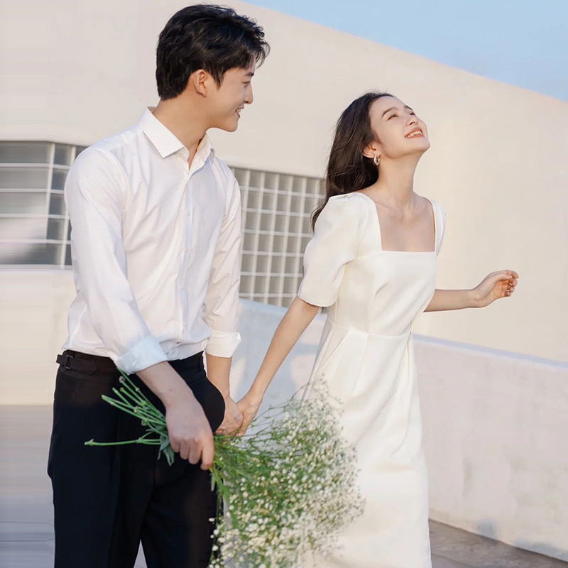 Retro white wedding dress, french style, suitable for teen Retro white wedding dress, french style, suitable for teen