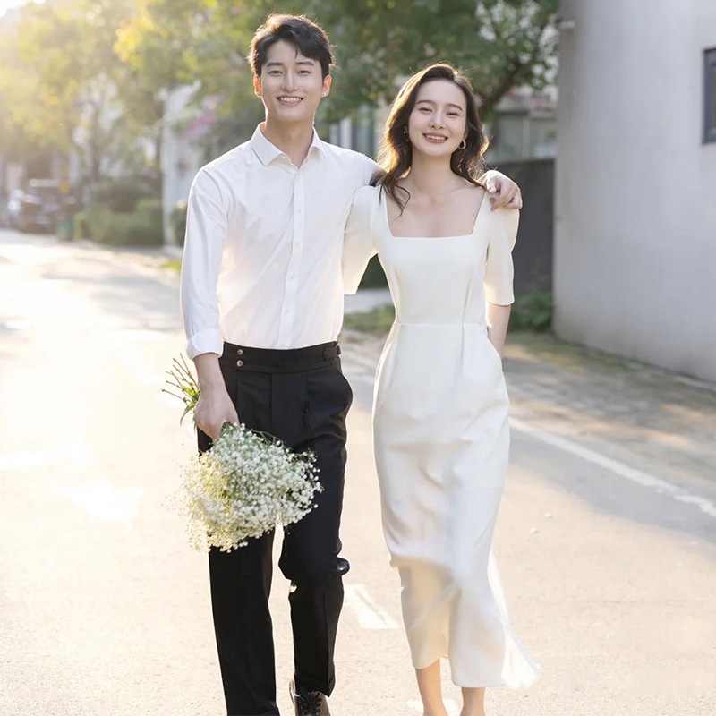 Retro white wedding dress, french style, suitable for teen Retro white wedding dress, french style, suitable for teen