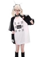 Черно -белая t -мала+рукав