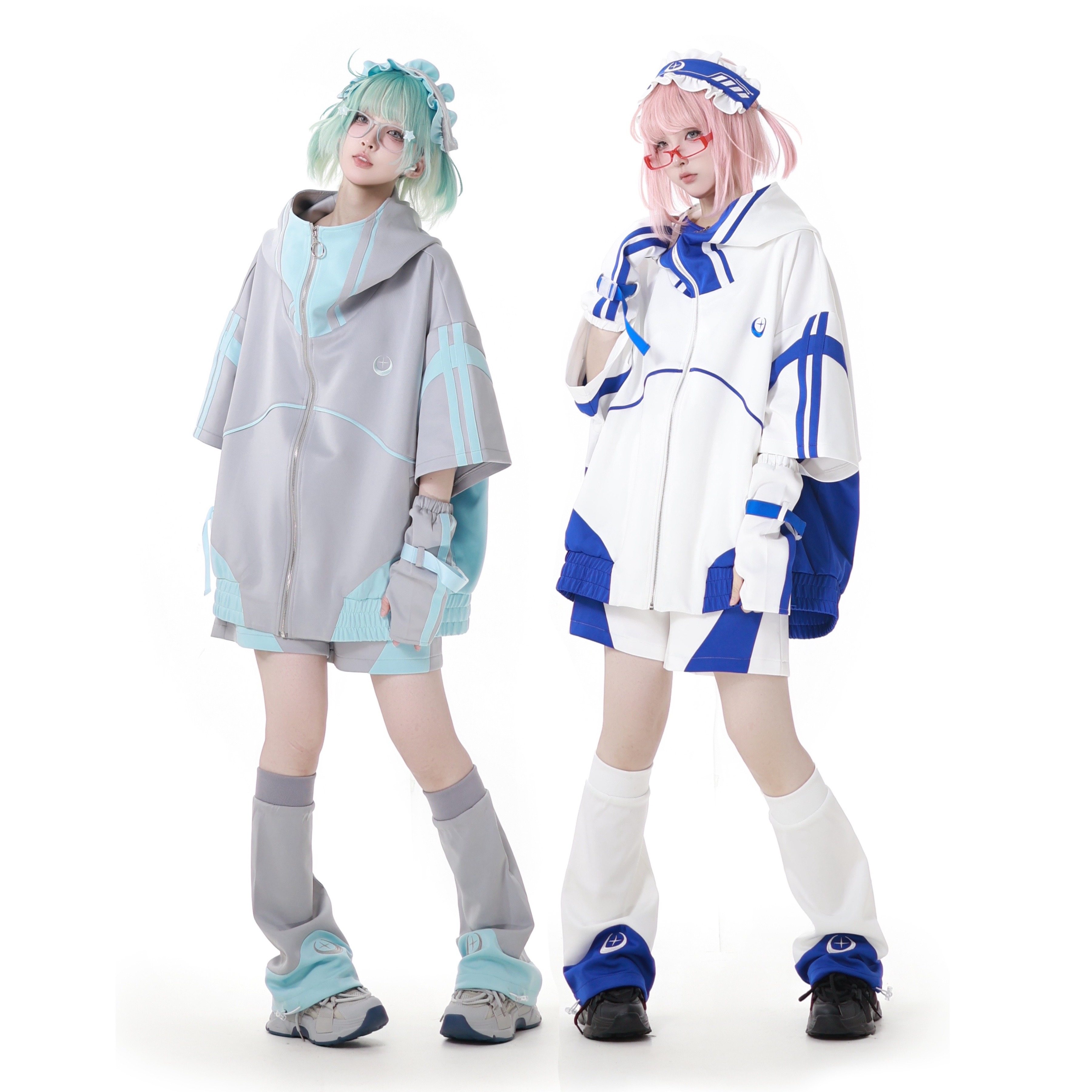 【Starry Sky Radio】HOTDRY SIS Original Short-Sleeve Tracksuit Set in Navy White and Blue-Gray