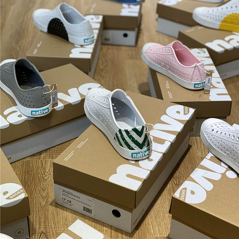 Синие кожаные ботинки Native Jefferson hole shoes для мужчин и женщин, повседневная обувь, пляжные нескользящие босоножки