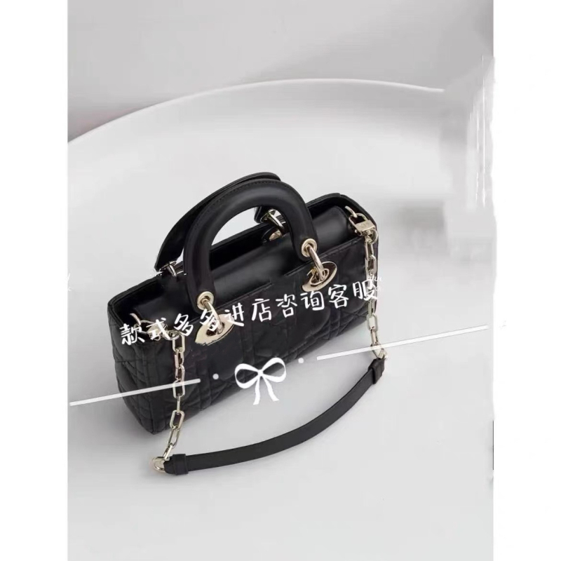 Private Channel Goods! New Model Djoy Princess Diana Small-Sized Sheepskin Horizontal Three-Compartment Handbag with Chain Strap and Bow