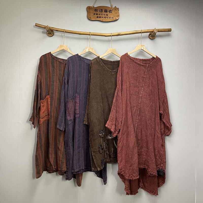 Linen Robe Long Shirt for Women, Loose, Comfortable, Breathable, Special Price, Clearance Sale, Free Shipping