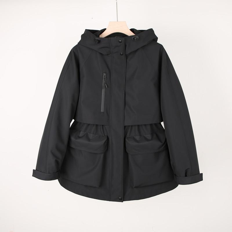 Buheng High-End Mid-Length Windbreaker Fashion Trench Coat for Women 2025 Spring New Style Waist-Cinching Slimming Hooded Jacket