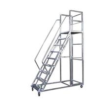 Sichuan stainless steel climbing car movable climbing ladder with wheels mobile platform ladder silent rust-proof warehouse tally