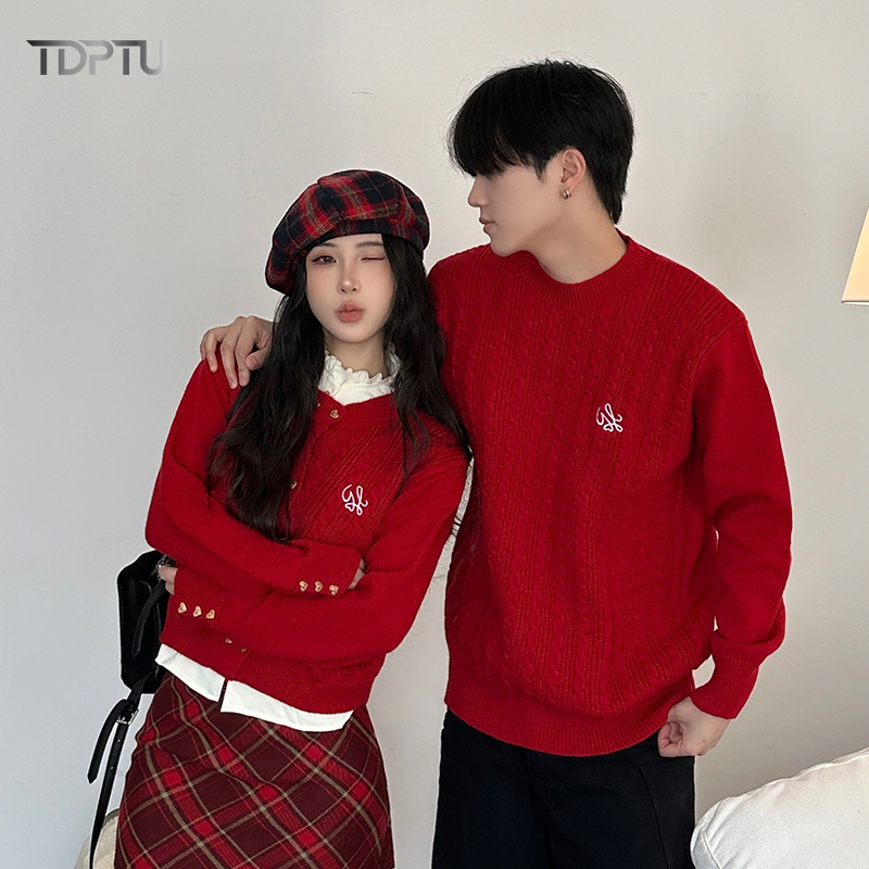 Zodiac Year Red Couple's Knitwear Women's Autumn and Winter 2024 New Hot Style Internet Celebrity High-End Knitwear Clothes